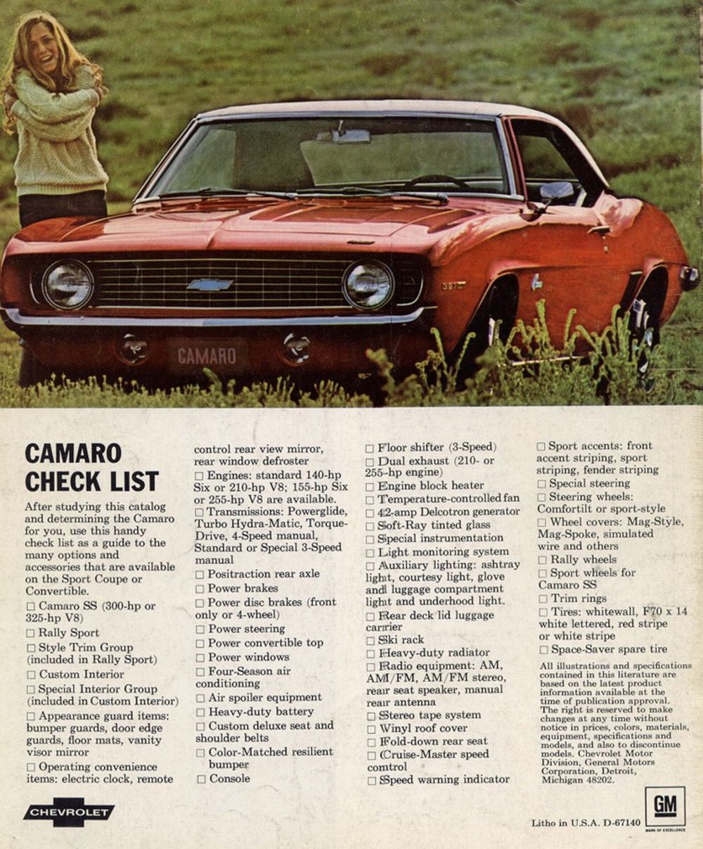 1969 Chev Camaro Brochure Page 6